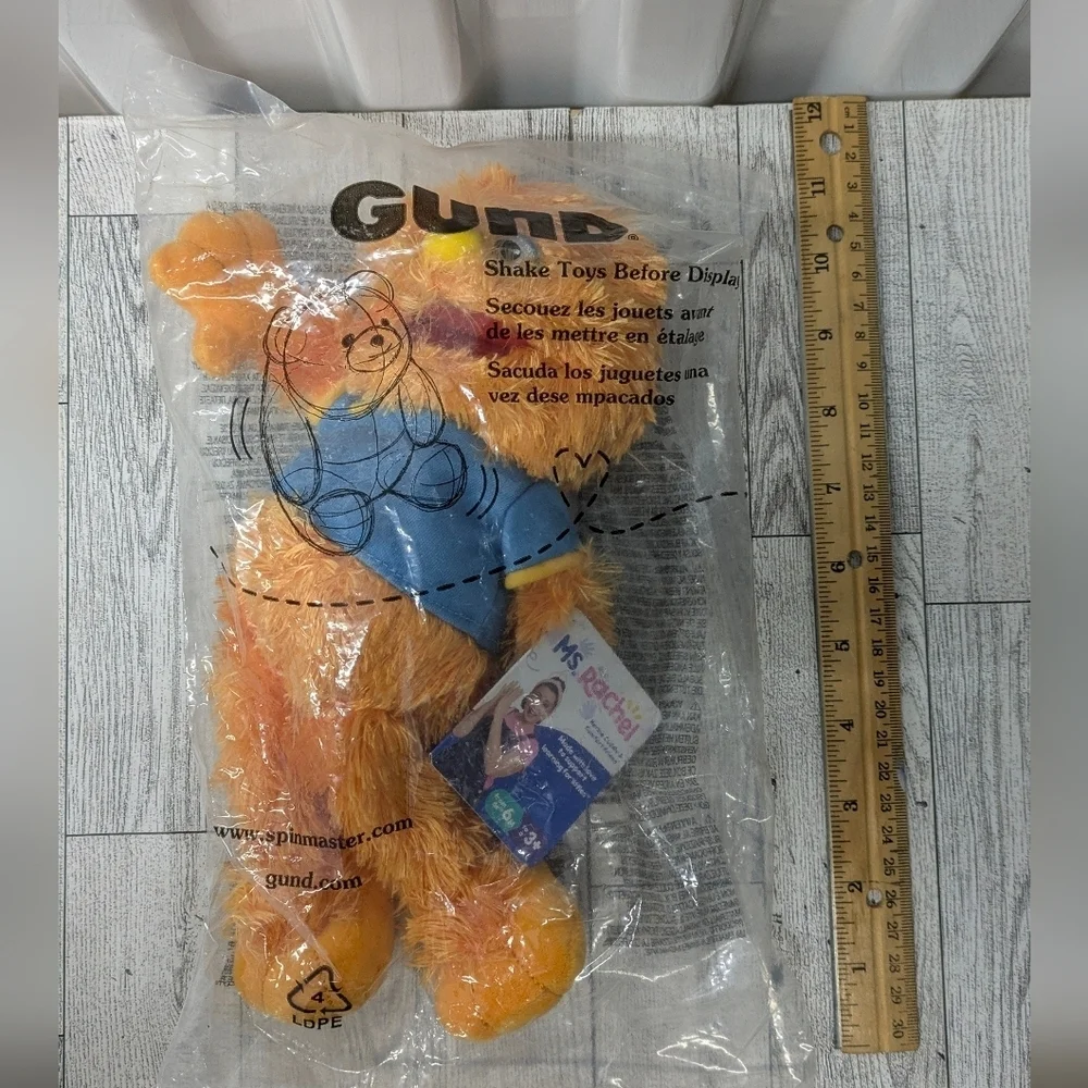 Ms Rachel Gund Orange and Blue Stuffed Bear